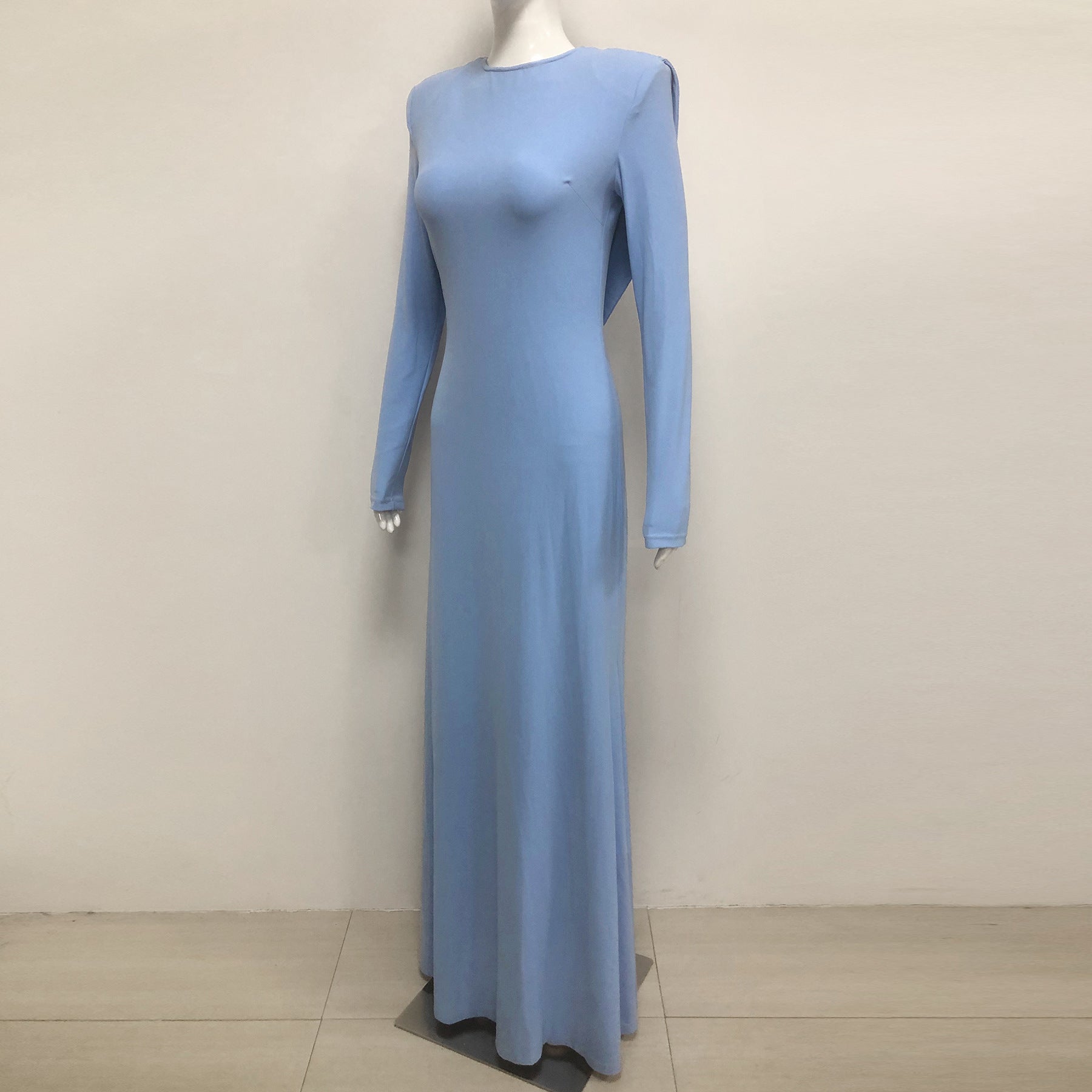 VICKY KNIT BACKLESS BODYCON MAXI DRESS BLUE