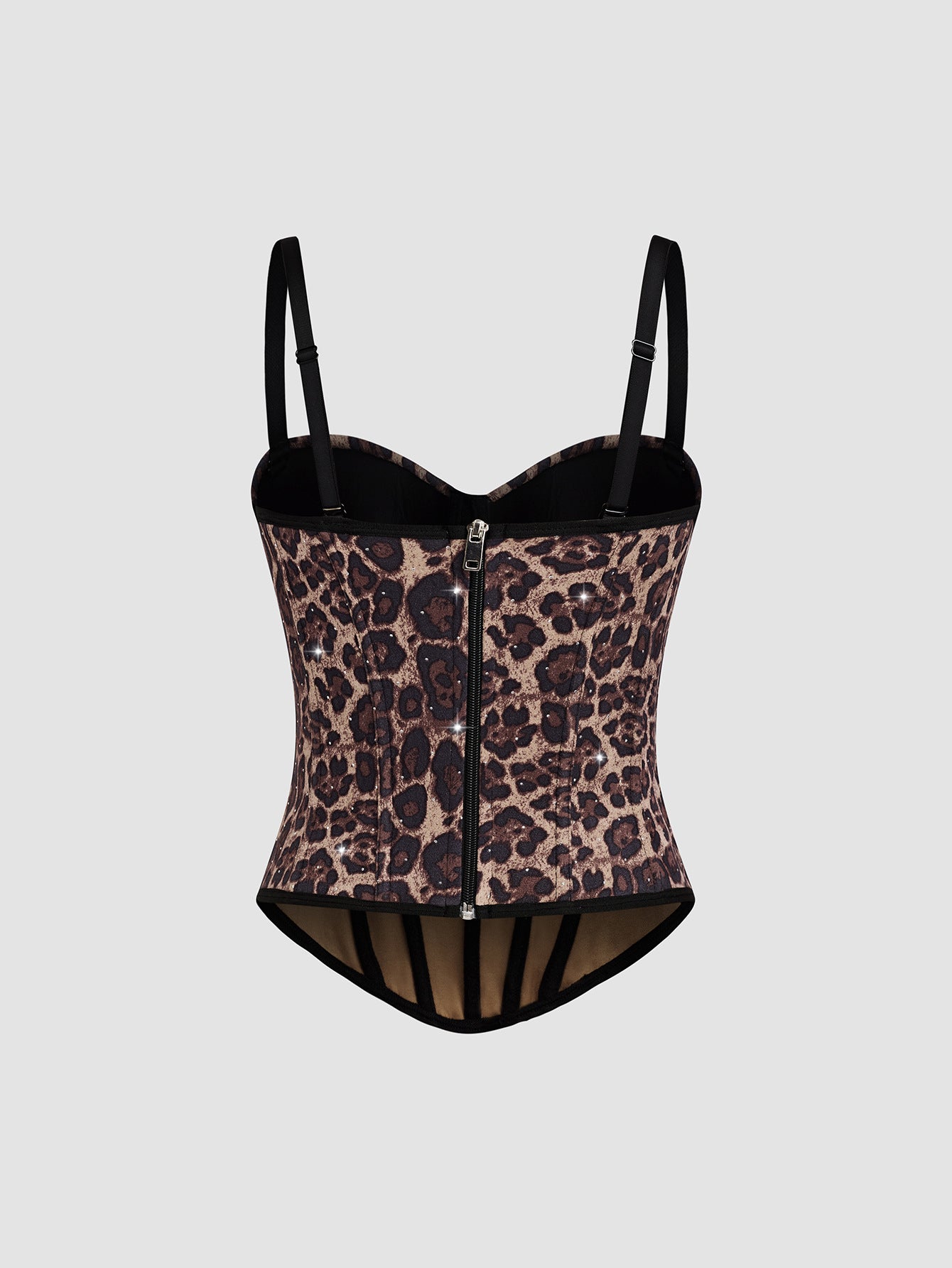 LEOPARD PRINT VELVET STRAPLESS CAMISOLE FOR PARTY NIGHTS