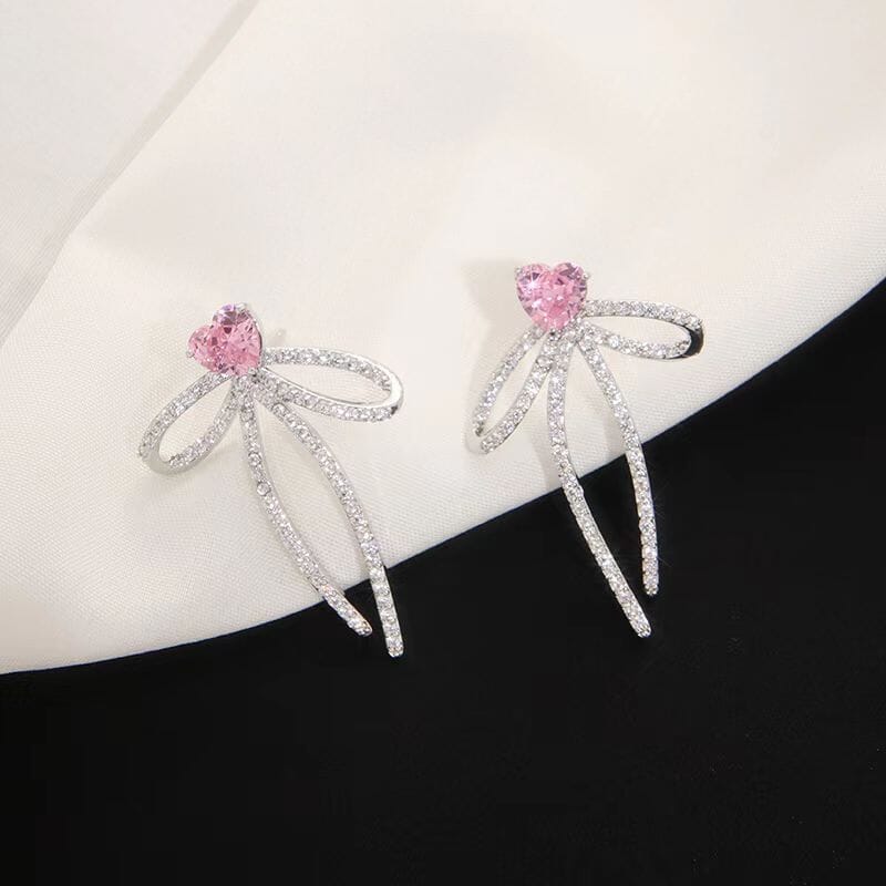 CRYSTAL BOW KNOT EARRINGS FOR WEDDING
