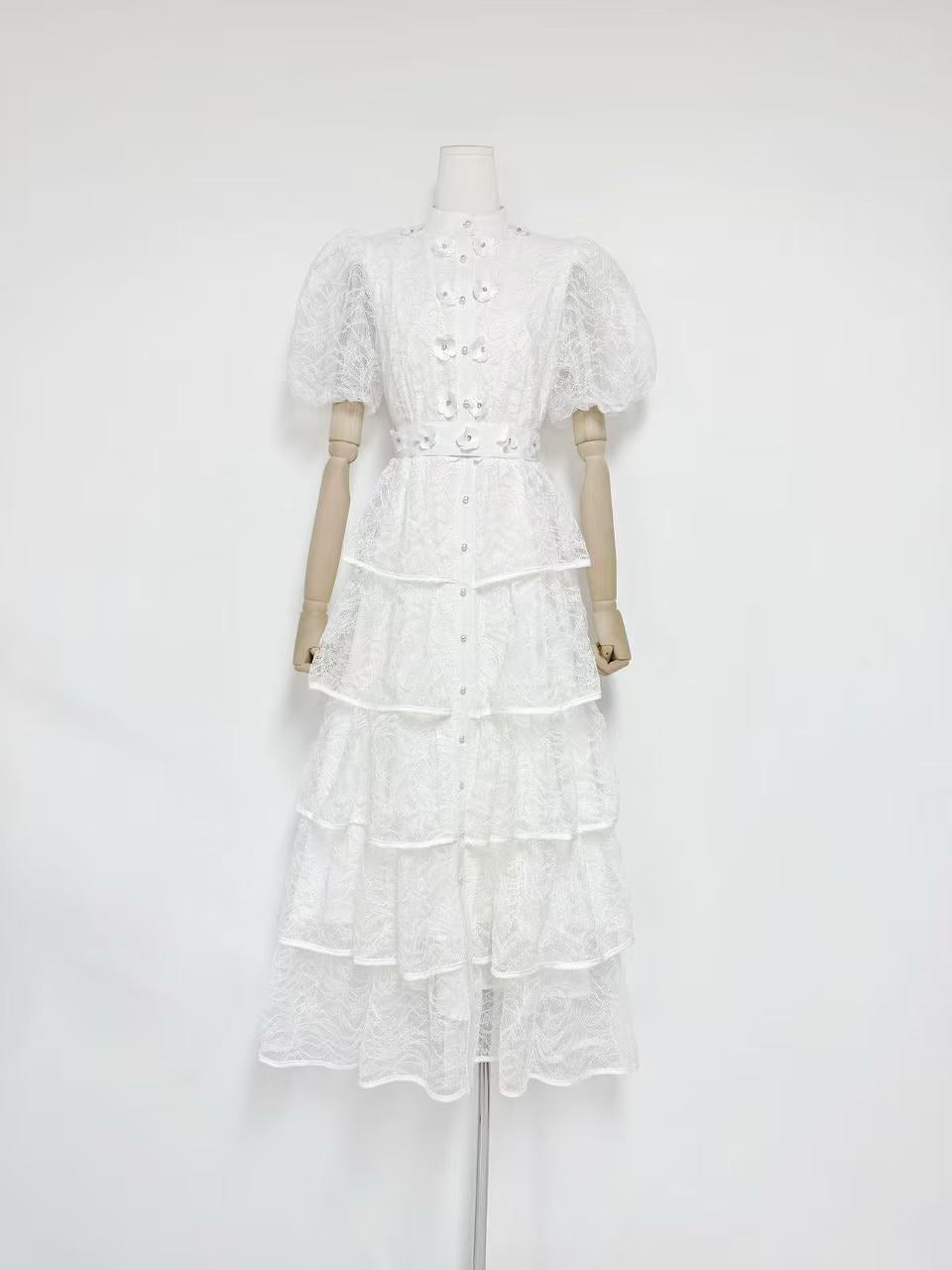 ELVIRA LACE LAYER MAXI DRESS WHITE WEDDING