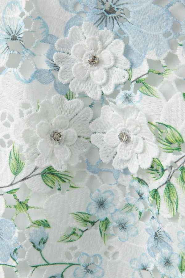 HAZEL SKY BLUE FLORAL LACE MINI DRESS