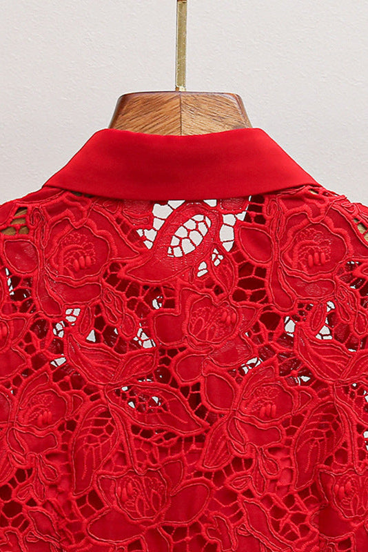 BURGUNDY LACE COLLAR MINI DRESS FOR PARTY