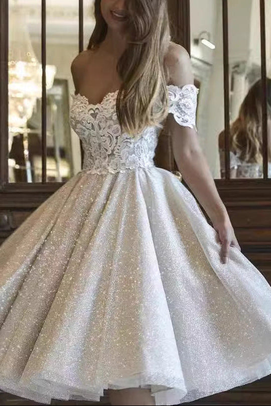 APRIL ONE-SHOULDER LACE SEQUIN MIDI DRESS WHITE