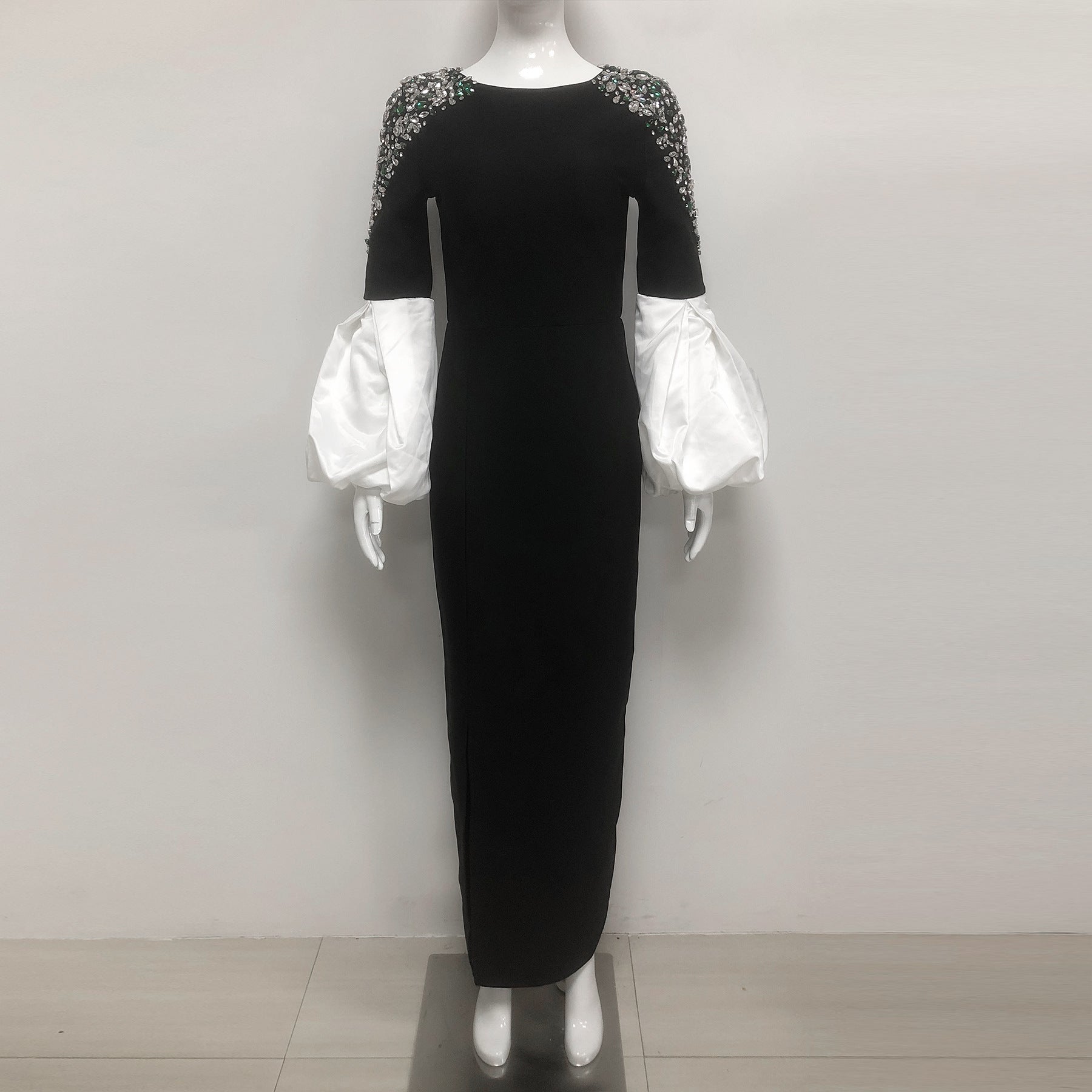 ELLEN BLACK RHINESTONE BANDAGE MAXI DRESS