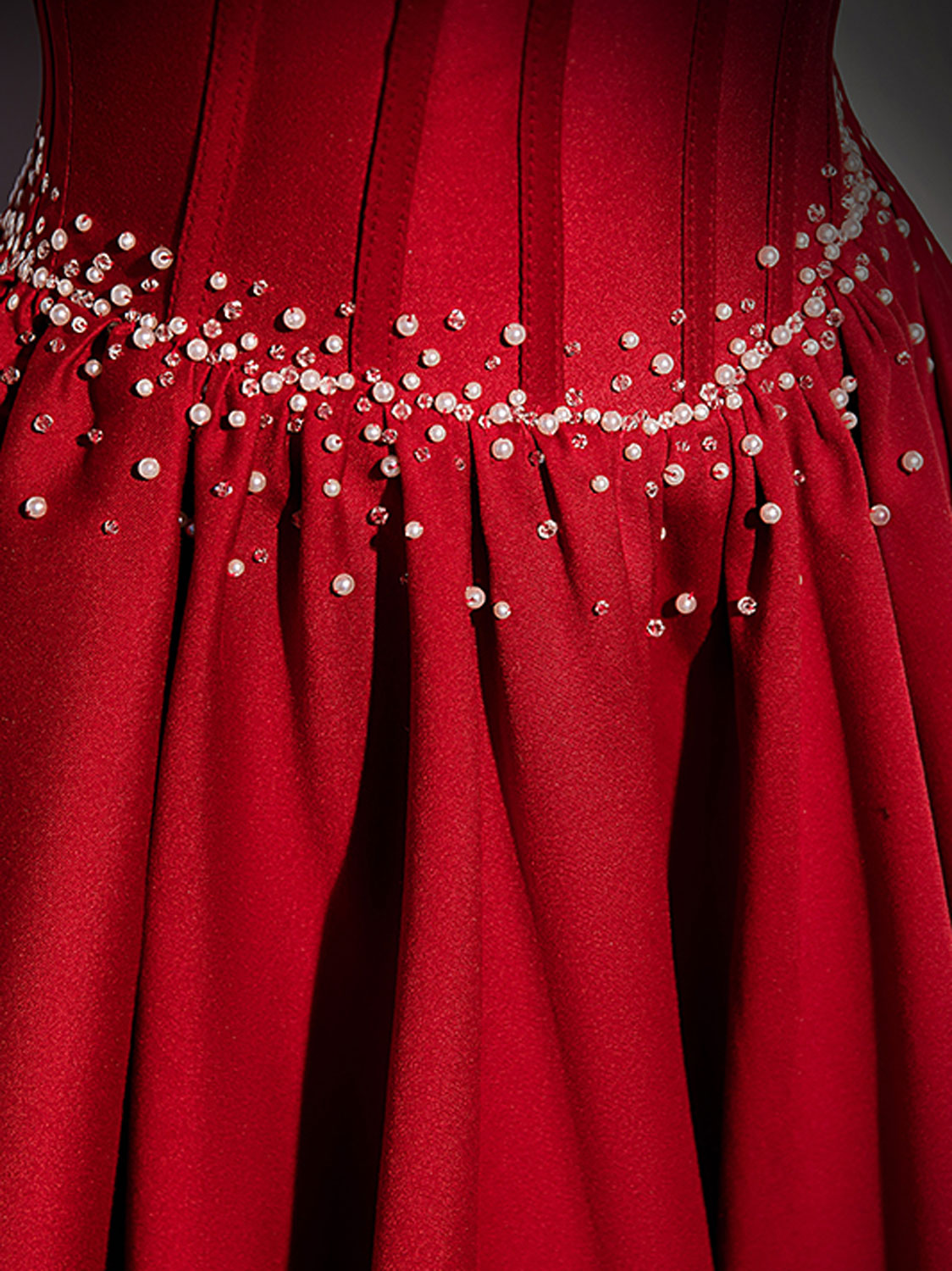 BURGUNDY SATIN A-LINE DRESS FOR EVENTS