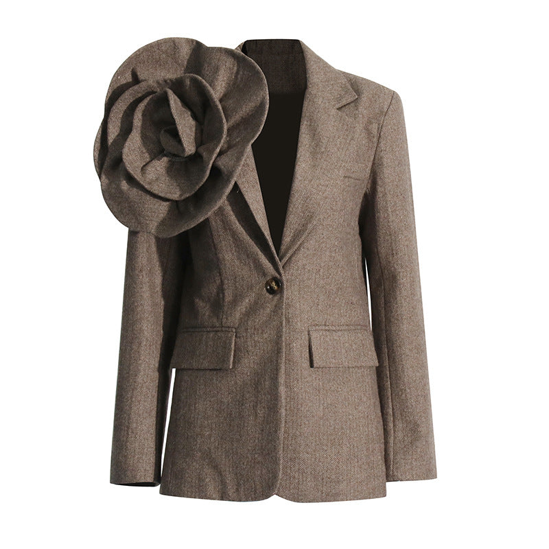 SADA BROWN FLOWER BLAZER FOR WEDDING PARTY