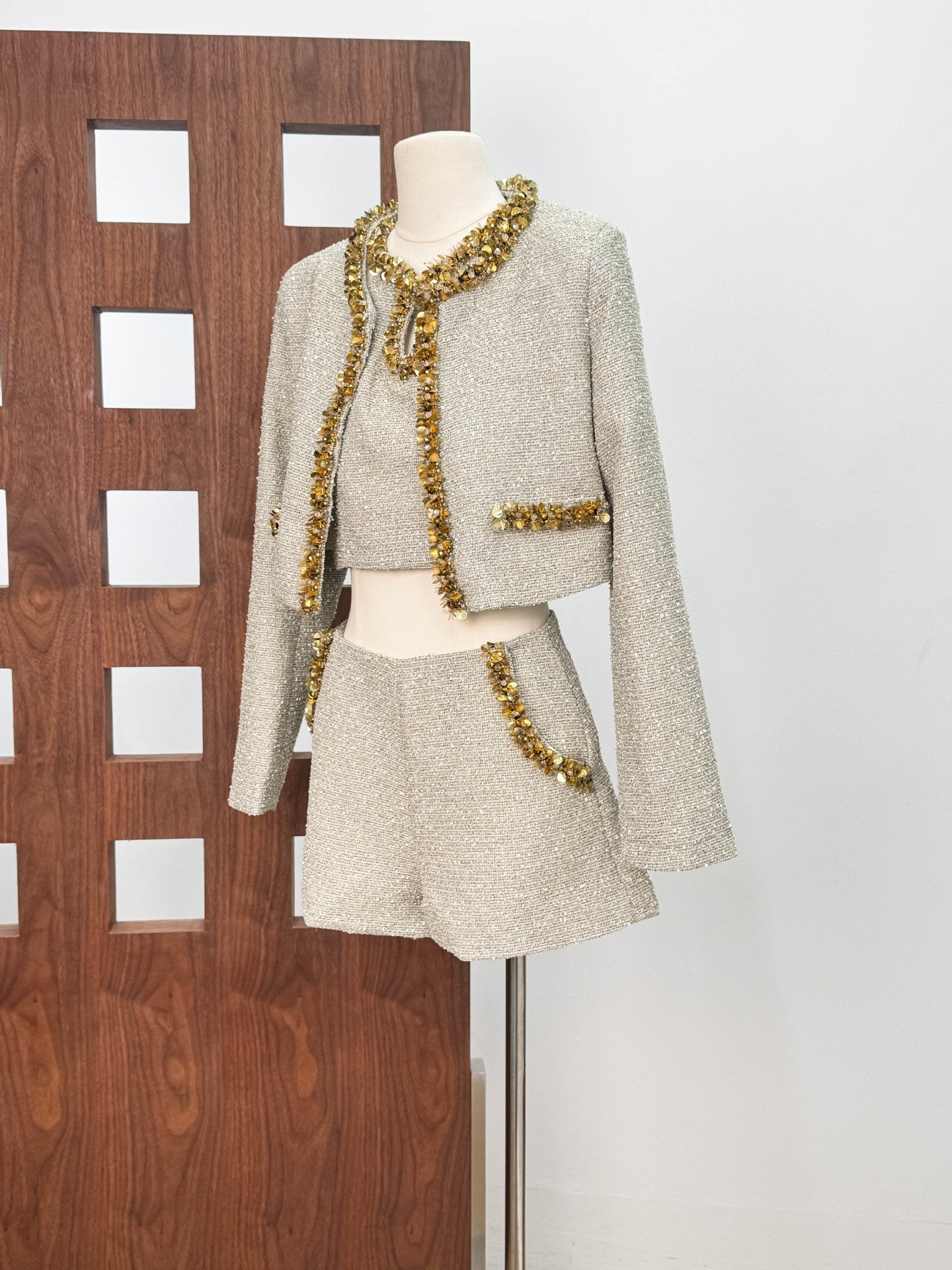 EVANGELINE SEQUIN JACKET APRICOT PARTY BLAZER