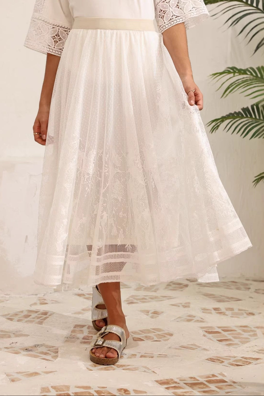 JACQUARD MESH A-LINE SKIRT FOR PARTY