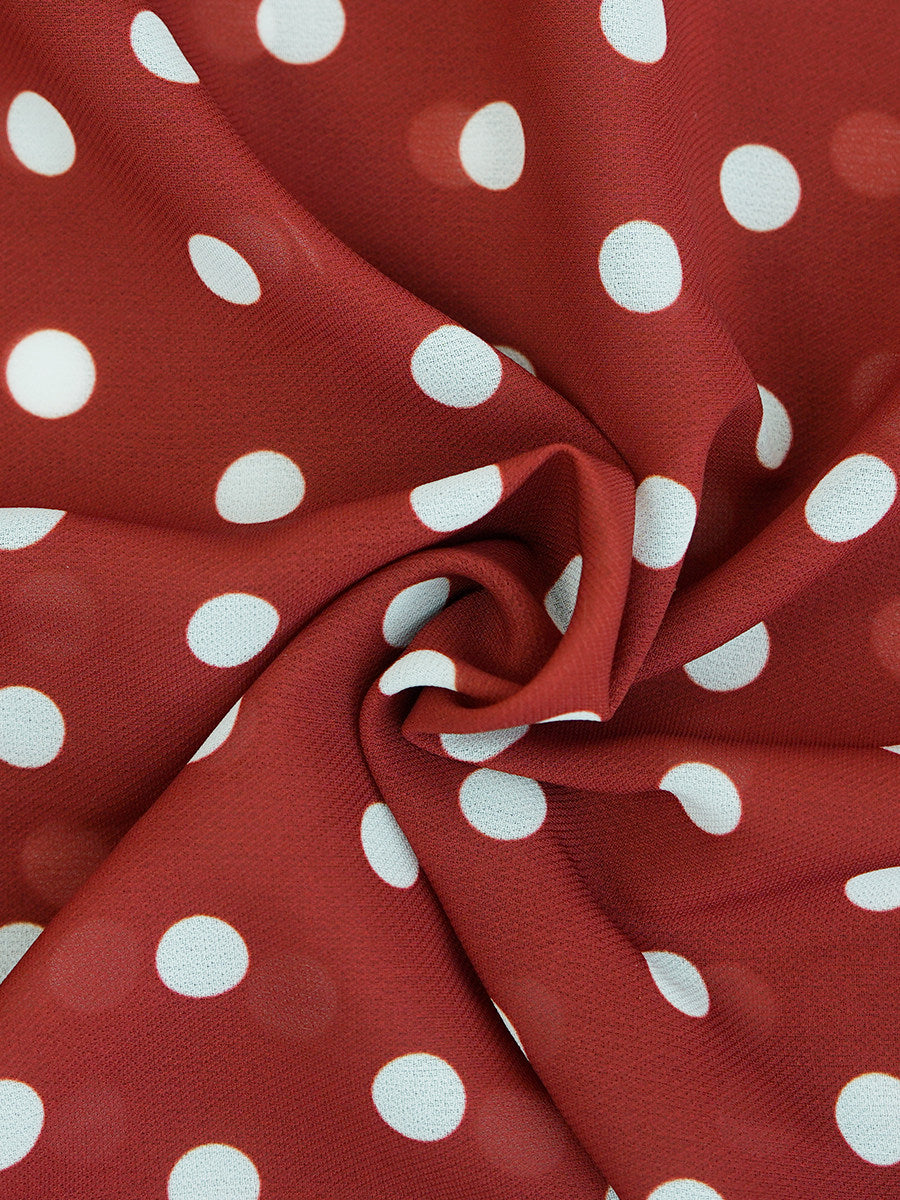 RED POLKA DOT LONG SLEEVE MIDI DRESS