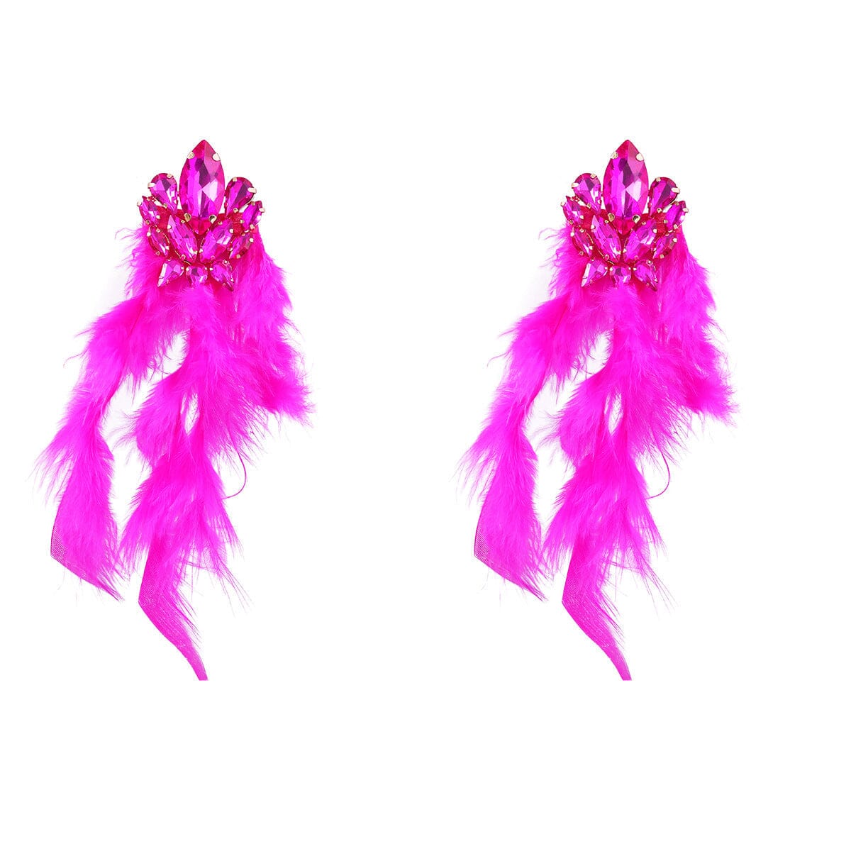 RHINESTONE FEATHER DROP EARRINGS FOR PARTY