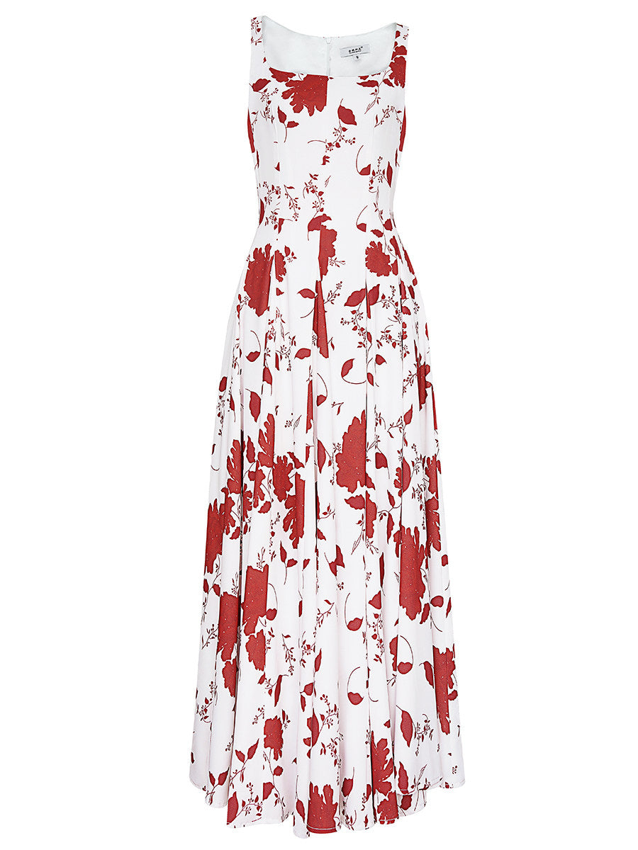 FLORAL SQUARE NECK MAXI DRESS FOR WEDDING GUEST