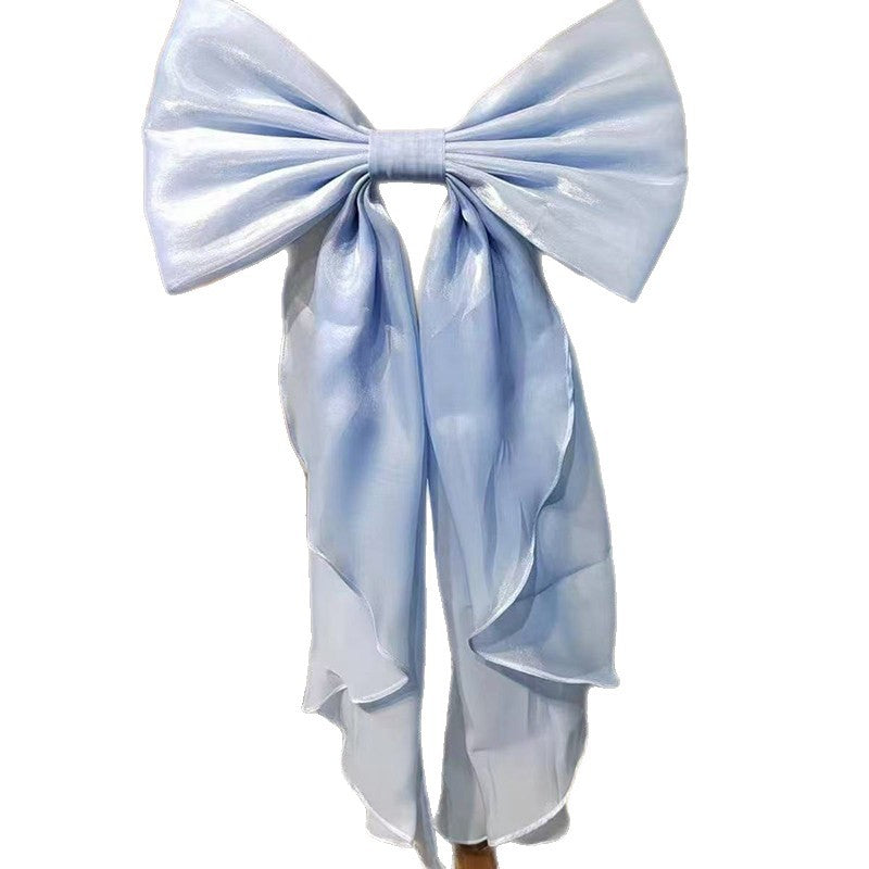 SHIMMER ORGANZA GIANT BOW SASH BACK RUFFLE