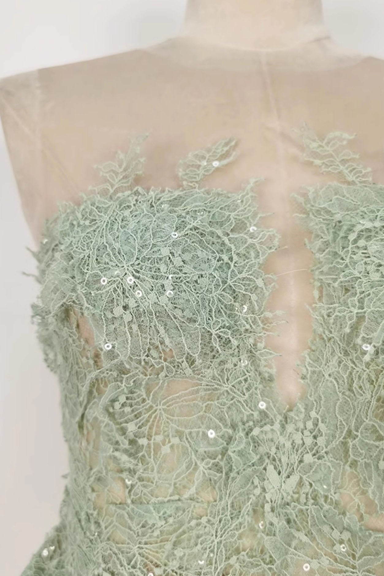 MINT BEADED LACE COCKTAIL SHEATH DRESS