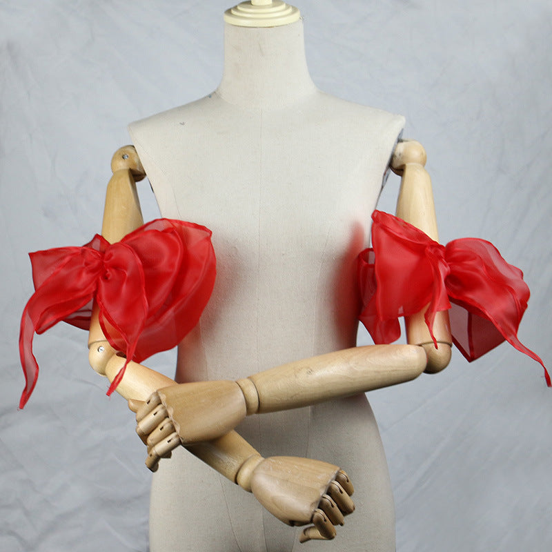 ORGANZA BOW CUFFS, DETACHABLE SHORT SLEEVE, FORMAL