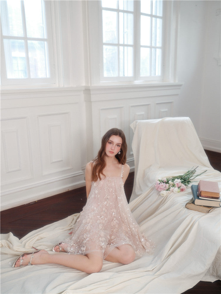 ZOLA PINK EMBROIDERED LOOSE DOLL PARTY DRESS