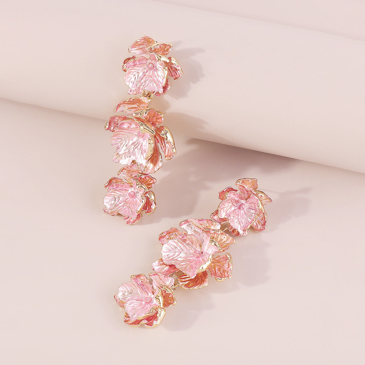 PINK 3D FLOWER EARRINGS FOR WEDDING PARTY