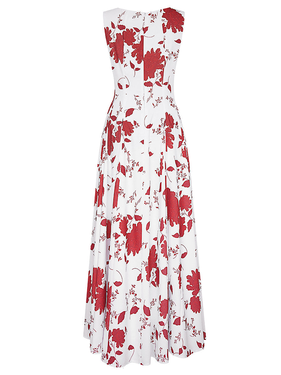 FLORAL SQUARE NECK MAXI DRESS FOR WEDDING GUEST