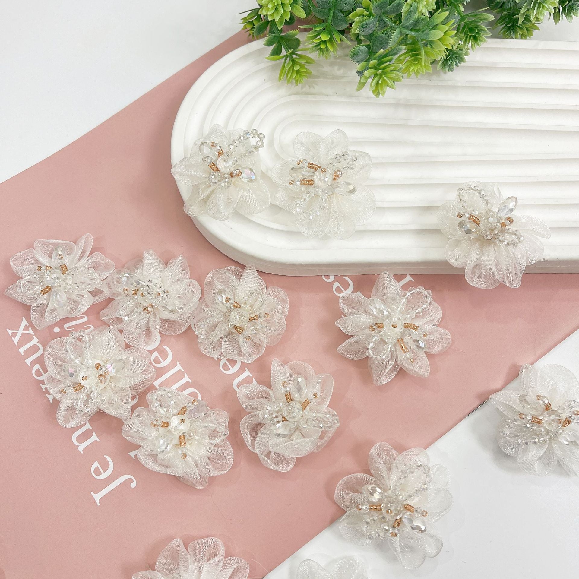 HANDMADE 3D FLOWER BRIDAL HEADDRESS VEIL DIY WEDDING HAIR ACCESSORY