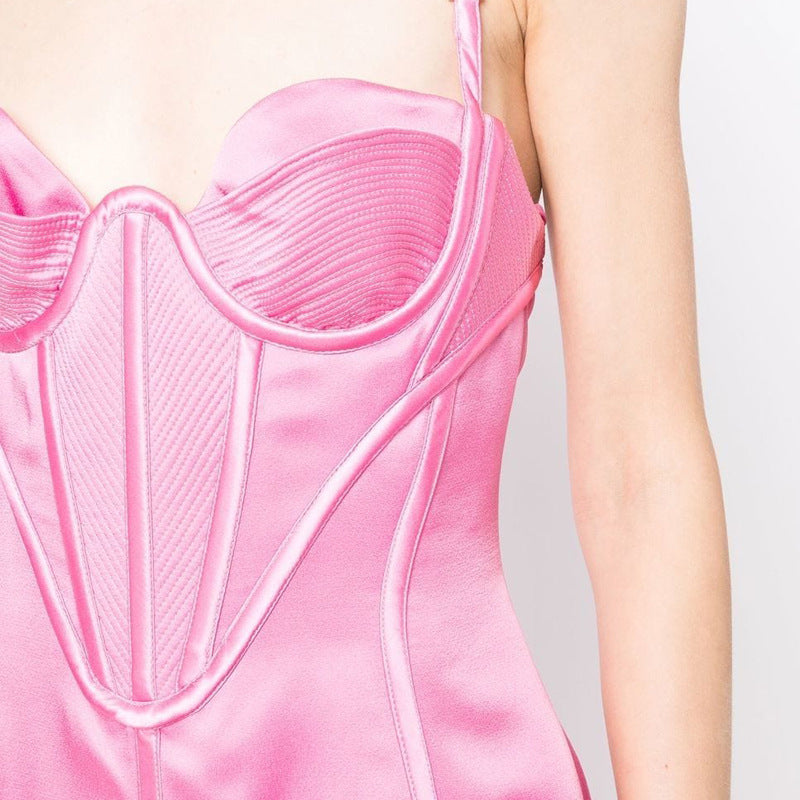SATIN MINI DRESS, PINK, ACETATE-BLEND FOR COCKTAIL PARTY
