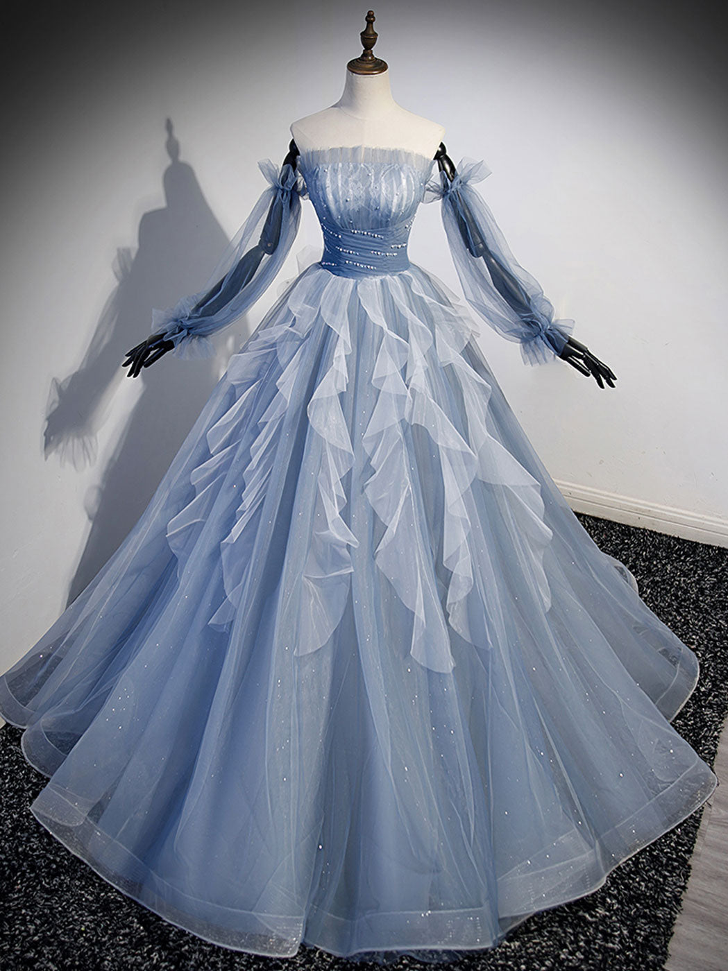 O1CN01ZC48om1UDidnjRpKk__728732484 A-LINE TULLE GRAY BLUE PROM DRESS