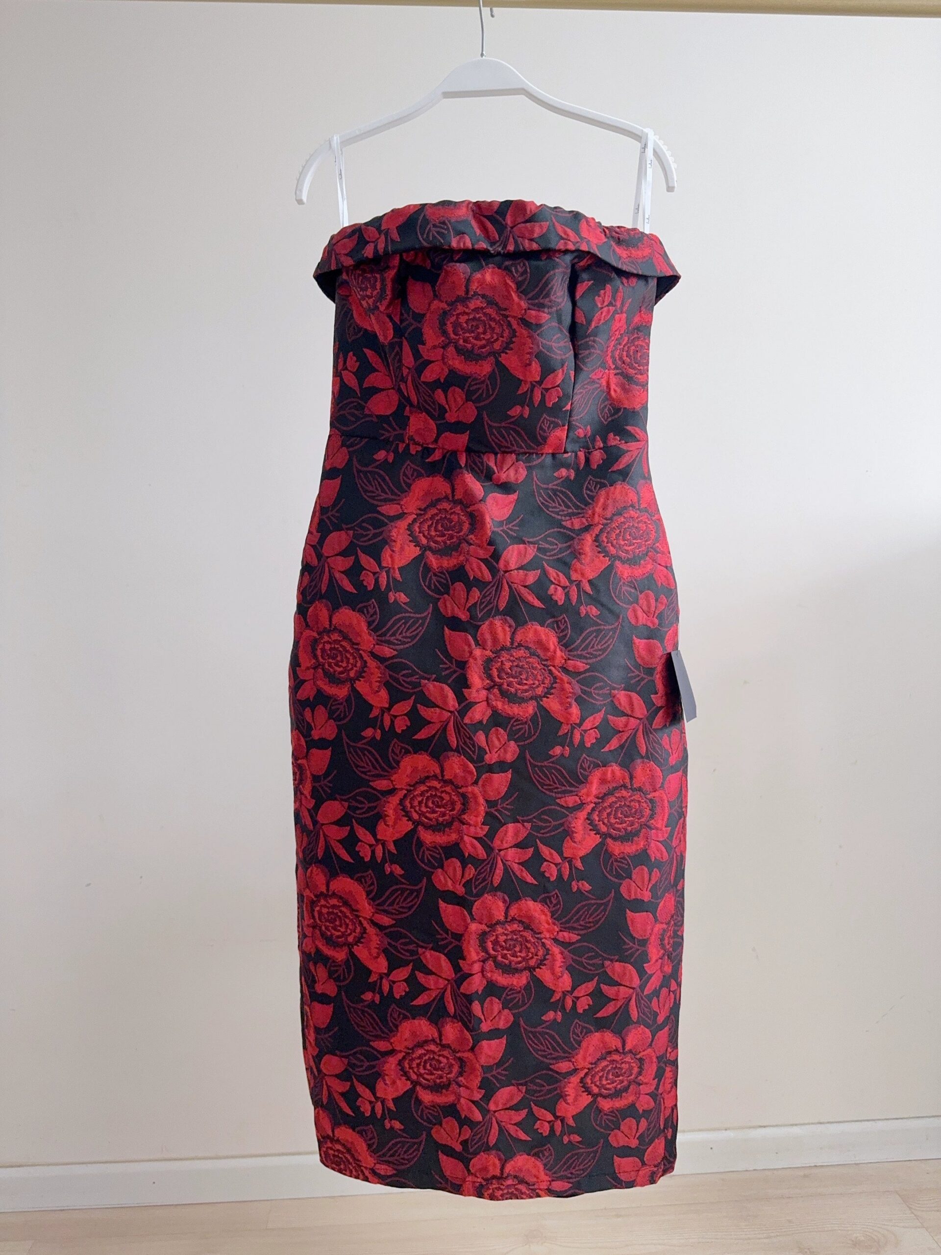 BURGUNDY VINTAGE FLORAL WRAP MIDI DRESS