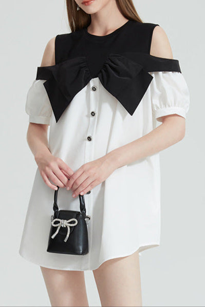 EVELYN OFF-SHOULDER BOW MINI DRESS FOR PARTY