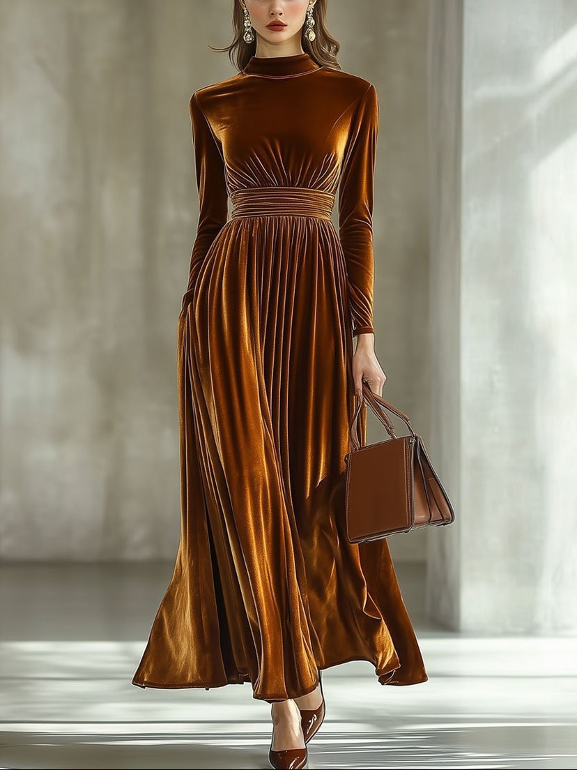 O1CN01ZogaXB1lkYmNjoGpp__2220089854857-0-cib GOLD VELVET LONG SLEEVE MIDI DRESS FOR HOLIDAY