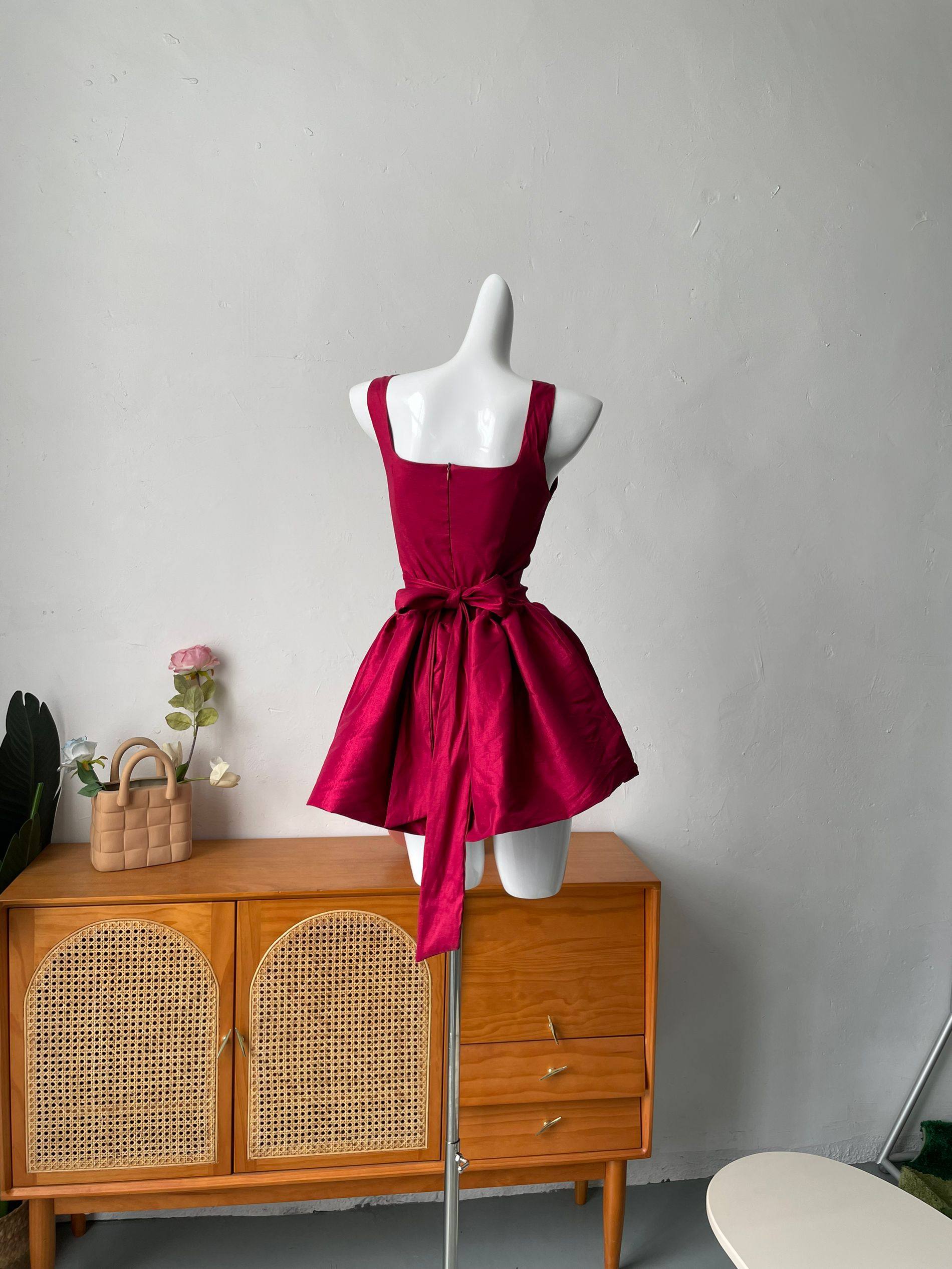 RED SLEEVELESS CAMI MINI DRESS FOR PARTY