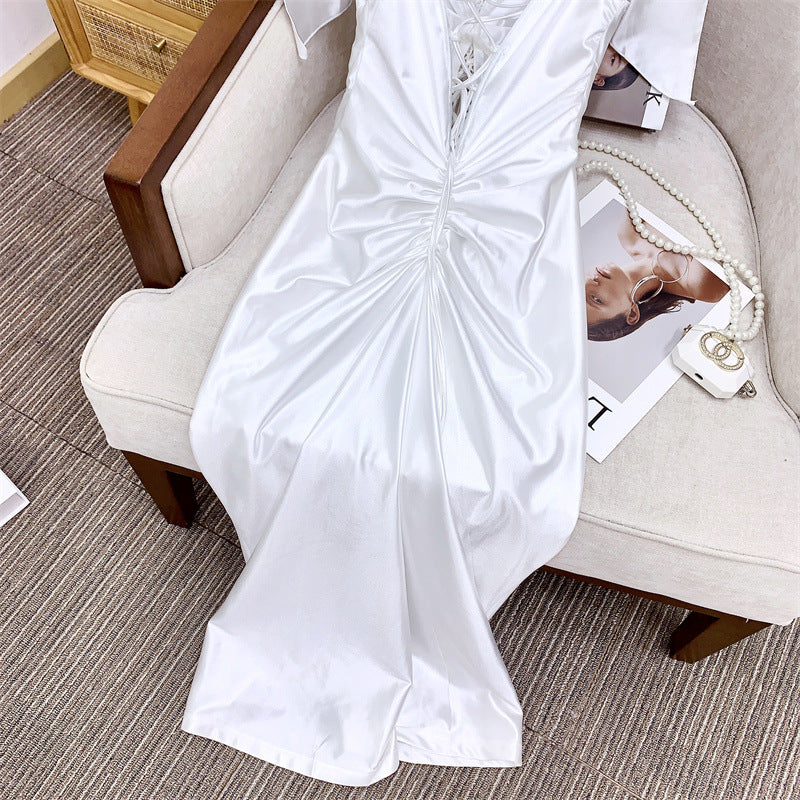 SATIN CORSET MINI DRESS WHITE WEDDING