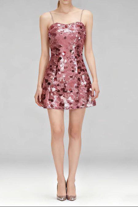 VIRGINIA PINK SEQUIN STRAPPY MINI DRESS PARTY