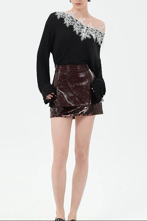 O1CN01Zz8pUc1x1vbZ73wtg__2215741276384-0-cib BURGUNDY SEQUIN LEATHER MINI SKIRT FOR PARTY
