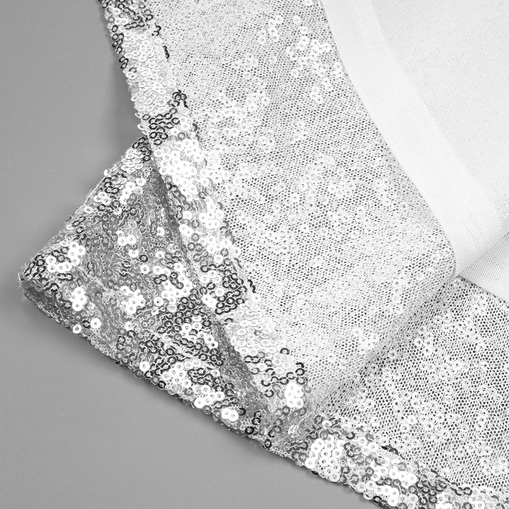 SILVER CROP TOP DRAPE SKIRT SET – PARTY OUTFIT