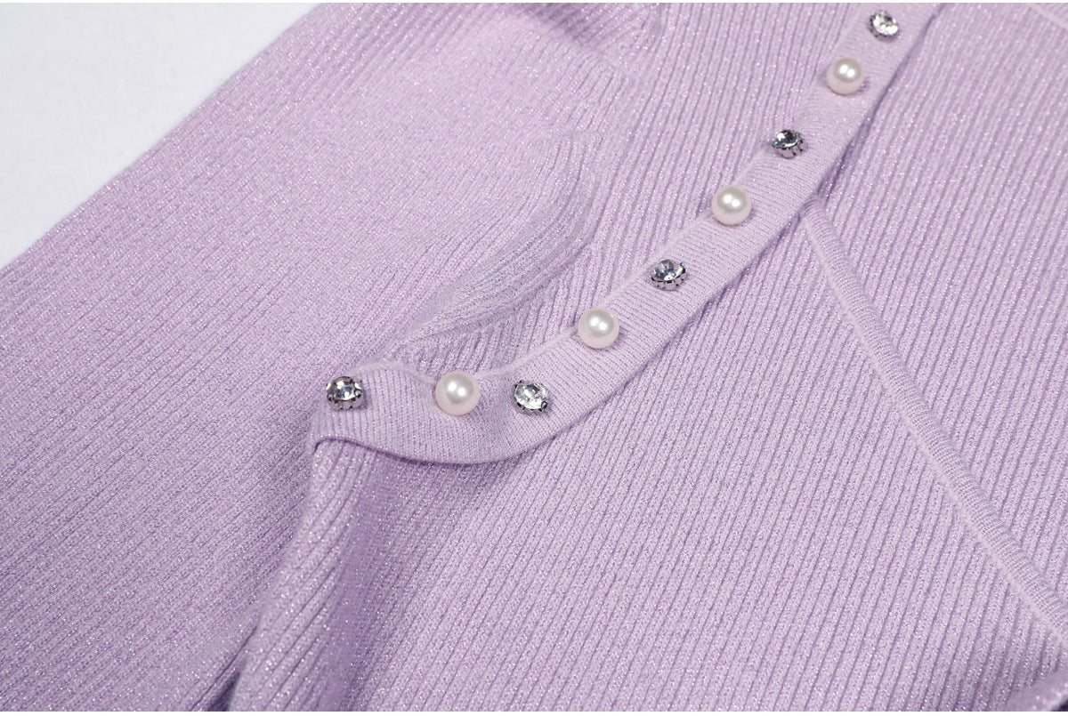 FLORAL KNIT MINI DRESS, PALE PURPLE, COCKTAIL PARTY