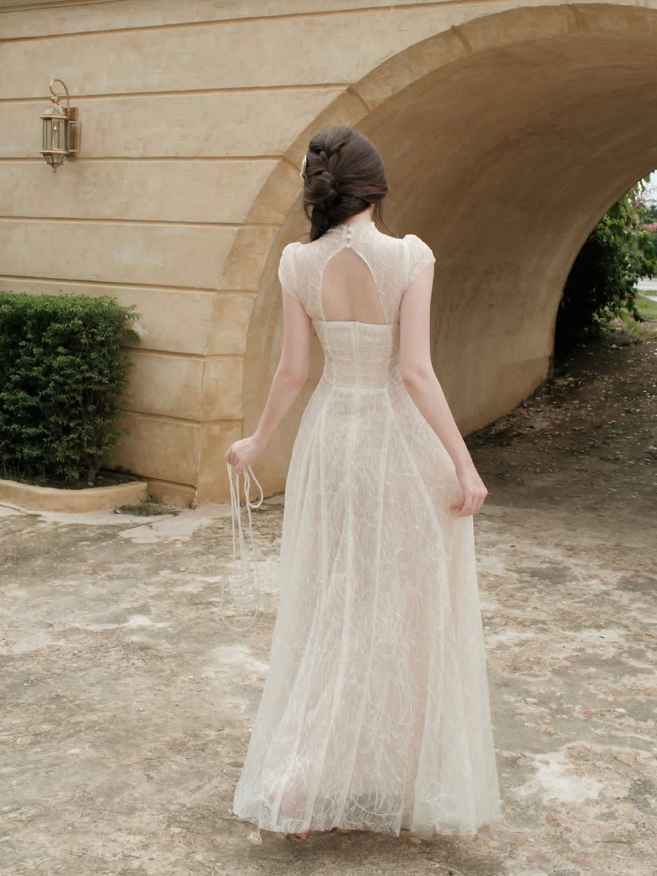 LACE SEQUIN A-LINE MIDI DRESS FOR PARTY