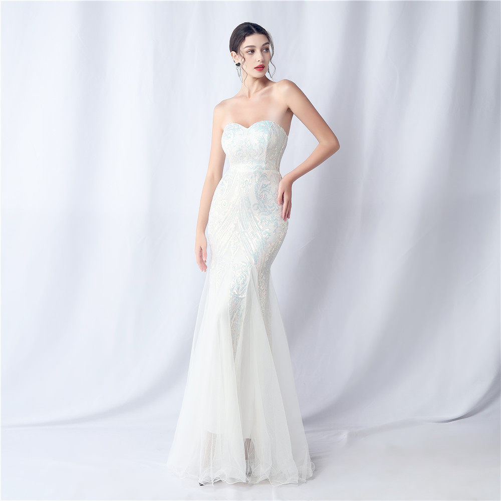 SPARKLE STRAPLESS TULLE MAXI DRESS FOR FORMAL EVENTS