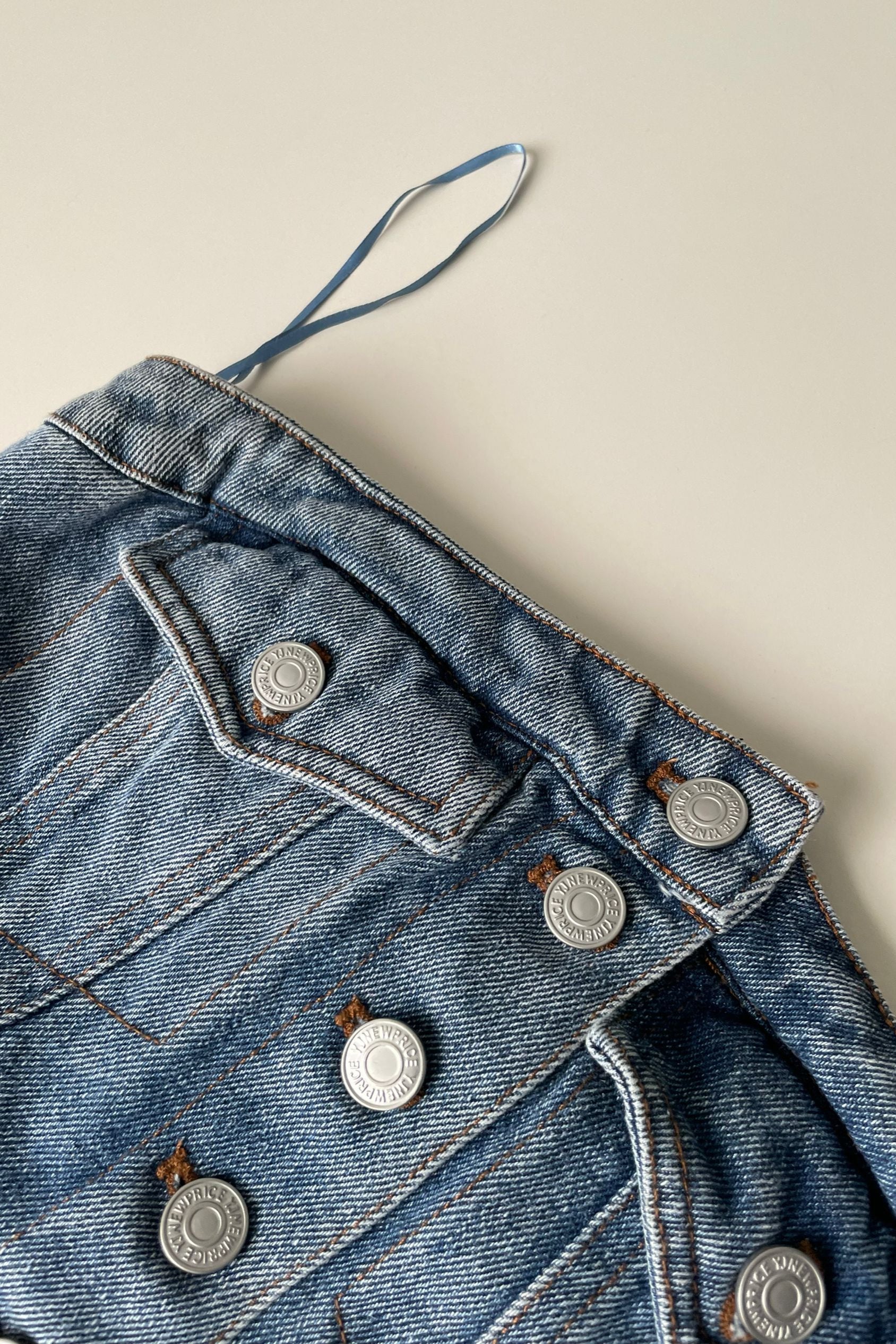 8-BUTTON BLUE DENIM TUBE TOP CASUAL