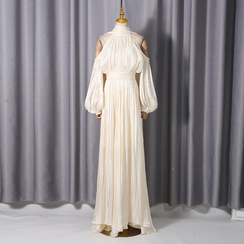 ASHLEY APRICOT OFF SHOULDER PUFF SLEEVE MAXI DRESS