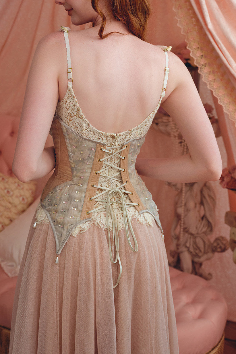 HELOISE LACE MAXI DRESS IN CREAM PINK