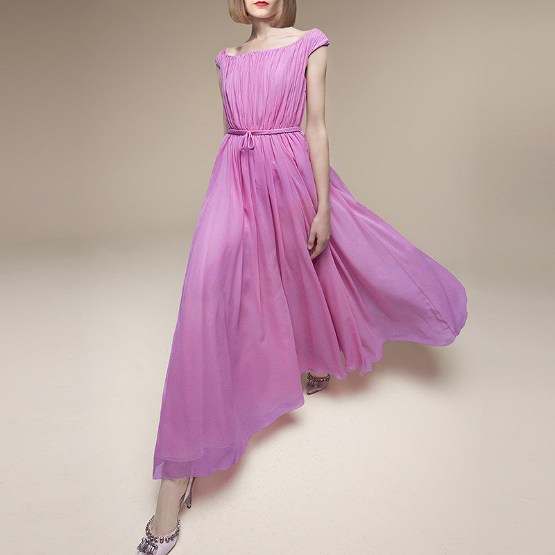 PINK ONE-SHOULDER PLEATED COCKTAIL DRESS