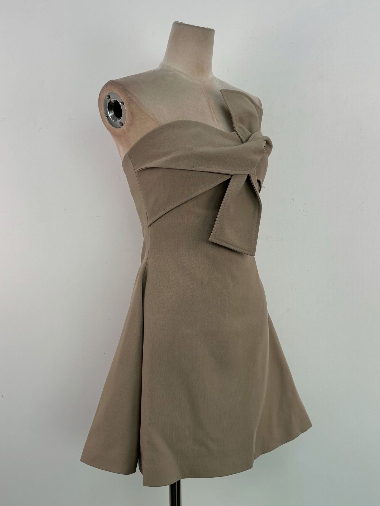 ALBERTA BOWKNOT STRAPLESS CAMEL MINI DRESS