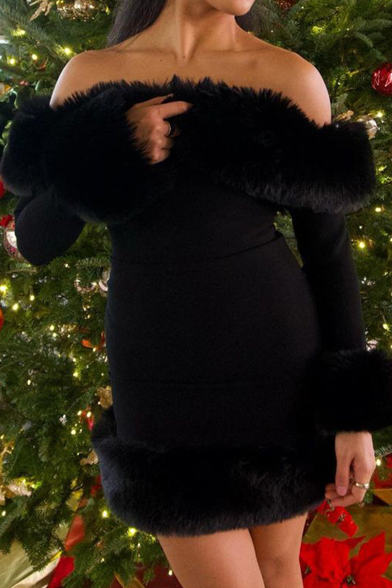 O1CN01bo9EBz1GRY9PO4YTE__3906970619-0-cib RITA BLACK OFF-SHOULDER MINI FUZZY PARTY DRESS