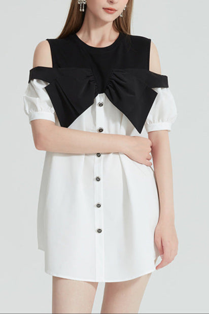 EVELYN OFF-SHOULDER BOW MINI DRESS FOR PARTY
