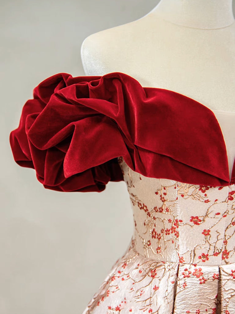 A-LINE OFF-SHOULDER SATIN LONG PROM DRESS