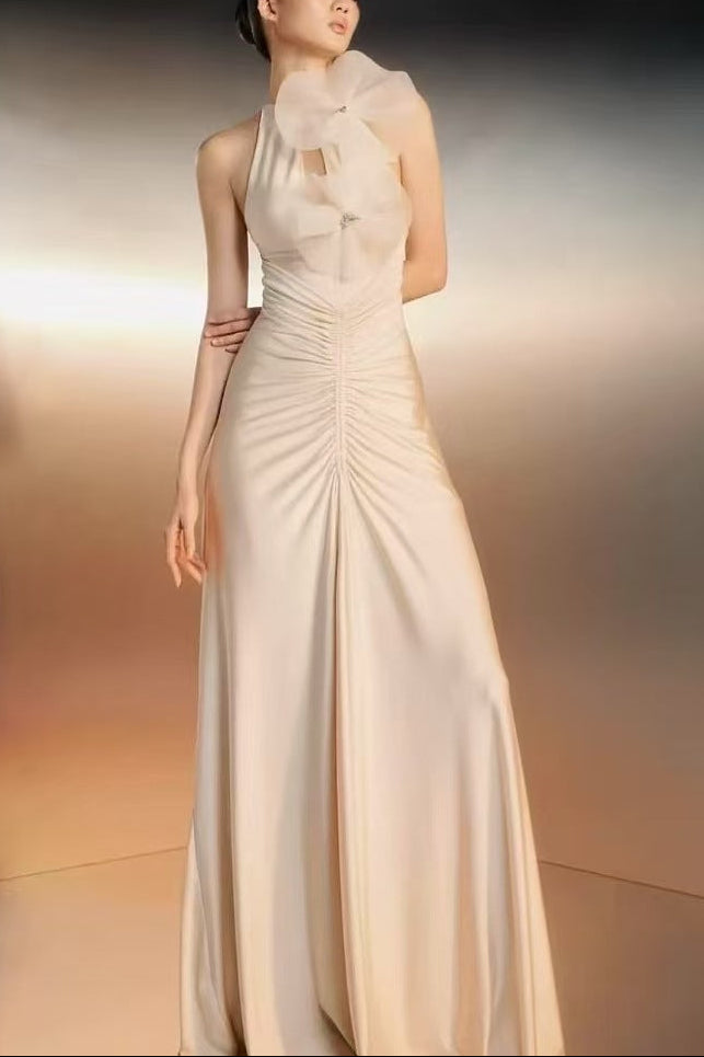 NICOLA WHITE BOW PLEATED BODYCON MAXI DRESS