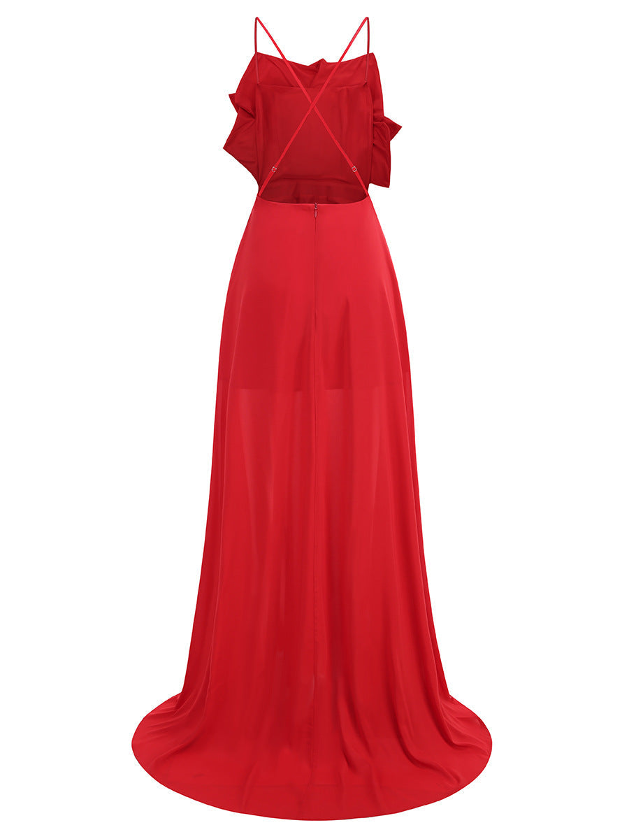 WINIFRED RED 3D FLOWER STRAP MAXI DRESS
