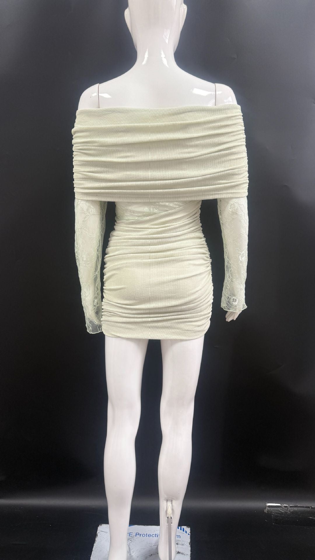 MATCHA LACE STRAPLESS KNIT MINI DRESS