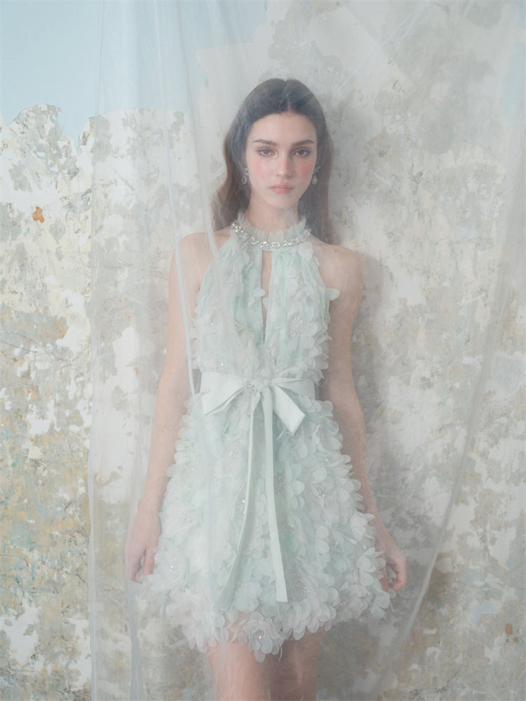 PASTEL GREEN FLORAL WEDDING GUEST MIDI DRESS