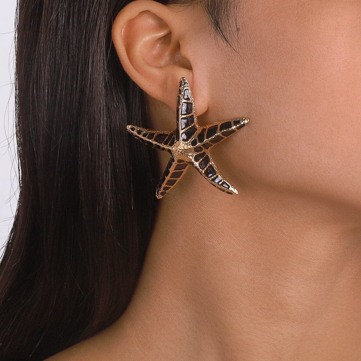 BLACK STARFISH EARRINGS, CASUAL BEACH JEWELRY