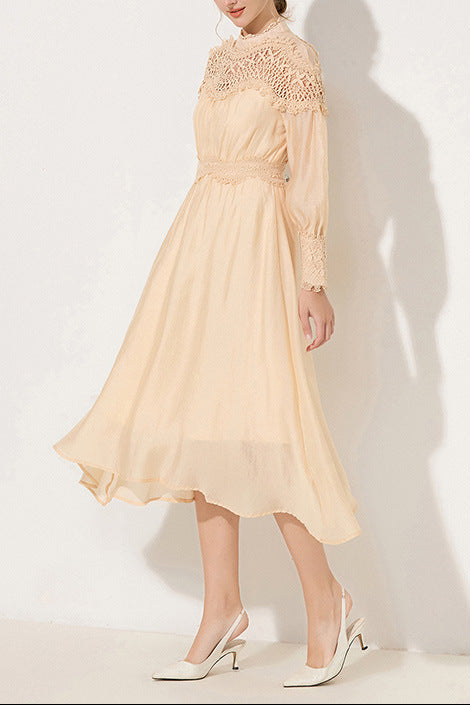 CECILIA APRICOT LANTERN SLEEVE MIDI DRESS FOR WEDDING