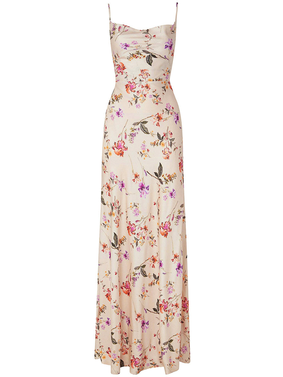 WHITE FLORAL SLIP MAXI DRESS FOR WEDDING GUEST